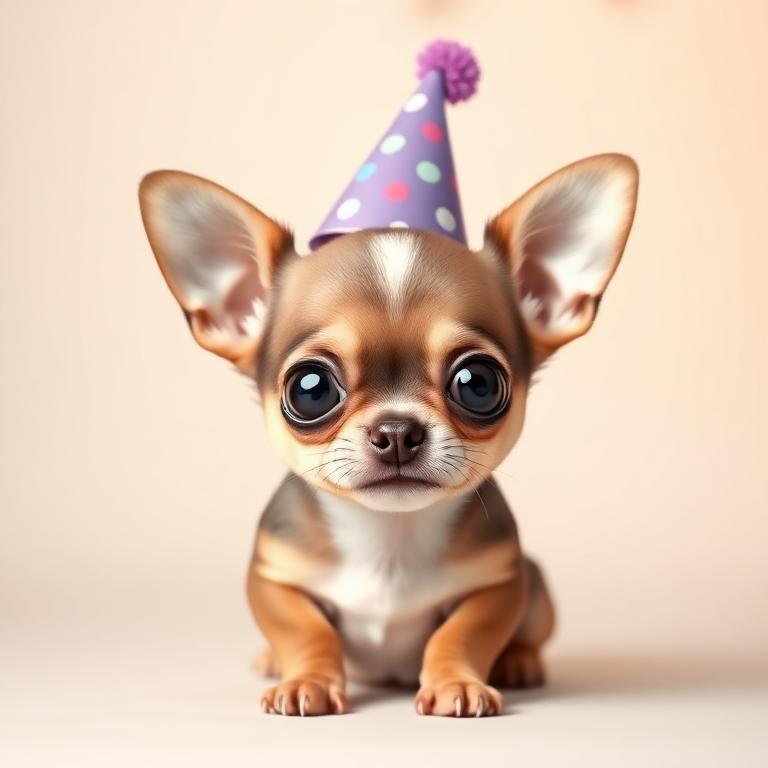 Apple-Head Chihuahua wearing a party hat